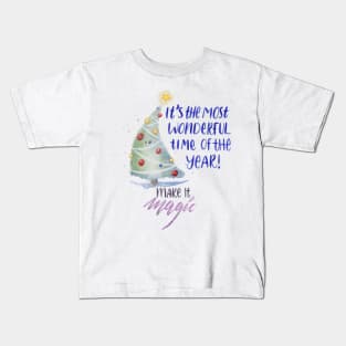 Make Christmas Magic! Watercolour Christmas Tree Design Kids T-Shirt